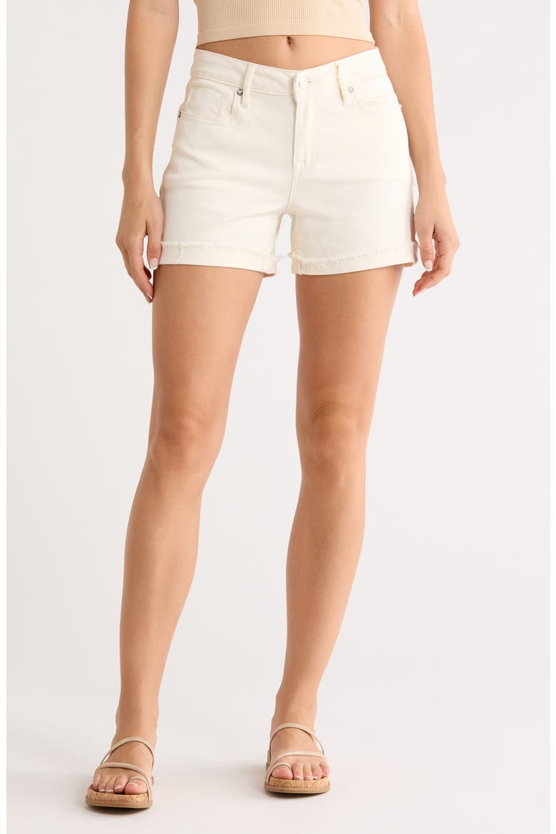 Mid Rise Cuffed Denim Shorts, Main, color, ECRU