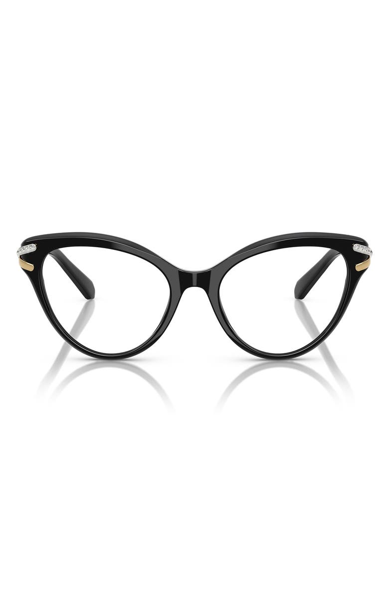 Swarovski 53mm Cat Eye Optical Glasses, Main, color, Black