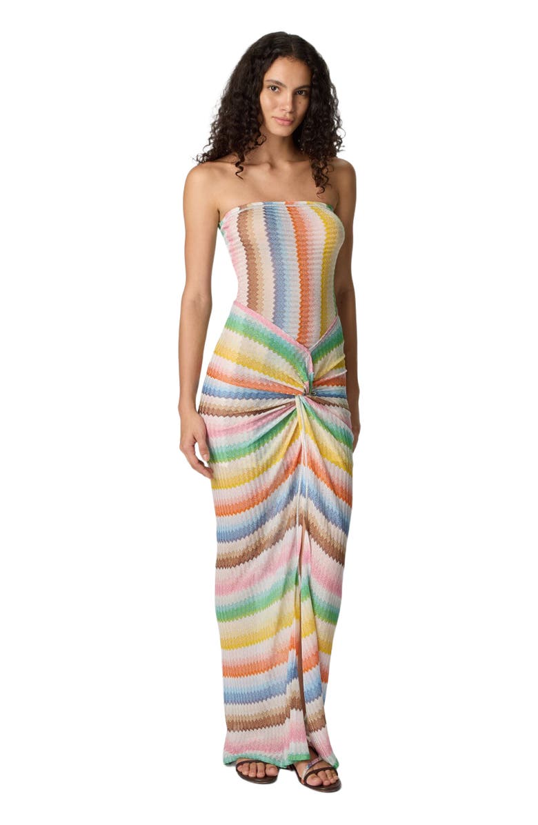 Missoni Strapless Cover-up Dress With Dégradé Zigzag Motif, Main, color, Multicoloured
