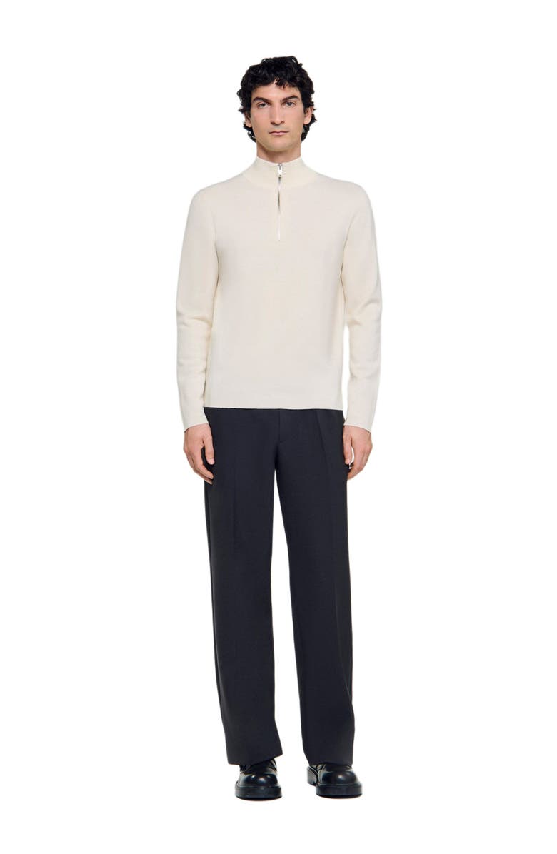 SANDRO Wool sweater with zip collar, Alternate, color, Off White