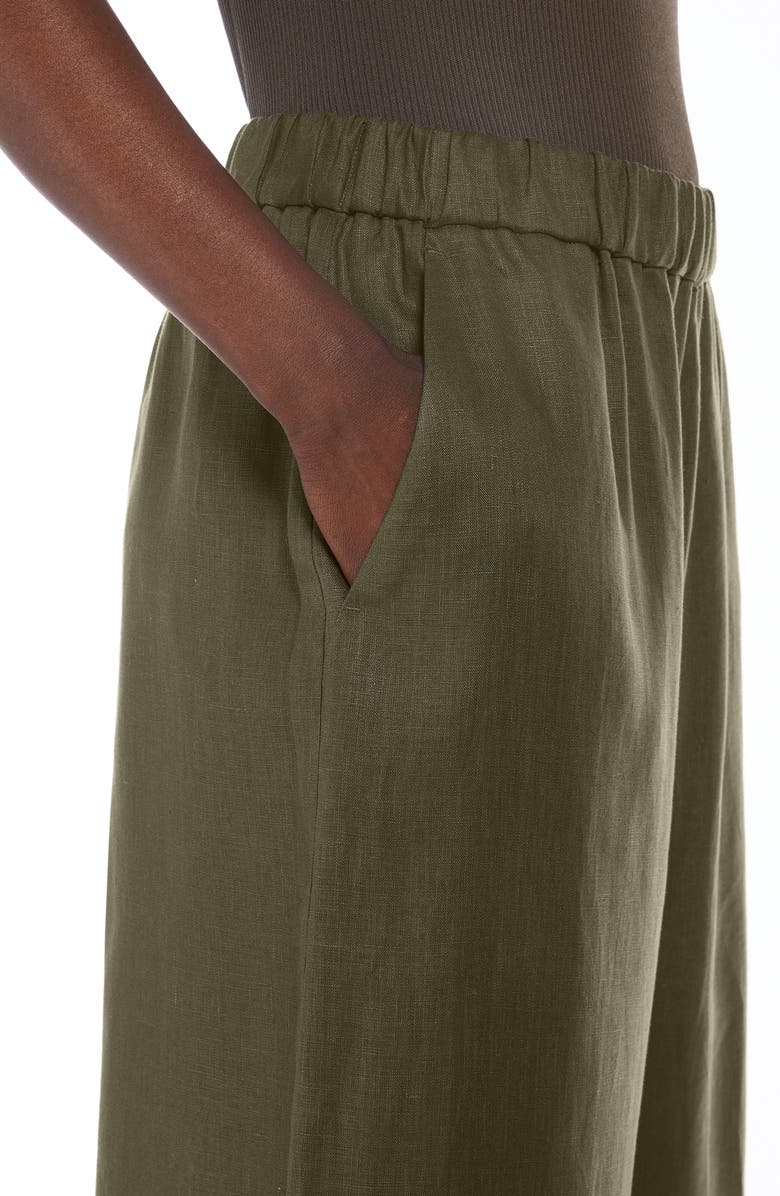 MM by Max Mara Minnie Linen Wide Leg Crop Pants, Alternate, color, Dark Green