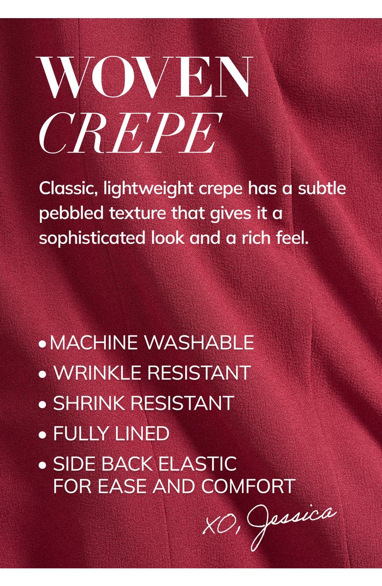 Jessica London 2-Piece Stretch Crepe Single-Breasted Skirt Suit, Alternate, color, Black