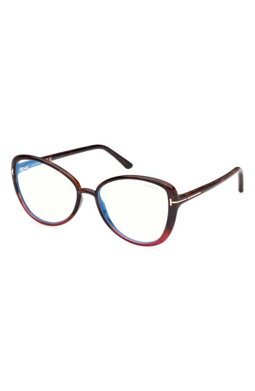 Tom Ford 55mm Butterfly Blue Light Blocking Optical Glasses In Purple
