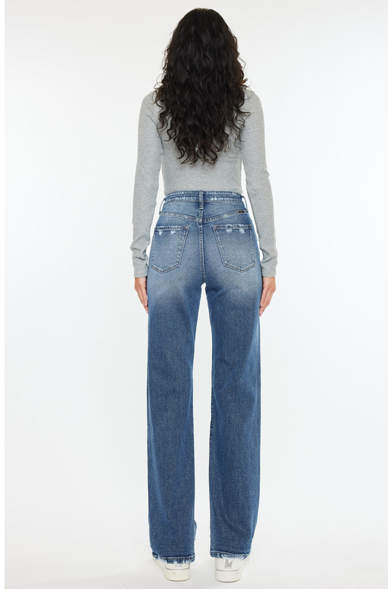 Viviana High Rise 90's Straight Leg Jeans, Alternate, color, Medium Stone Wash