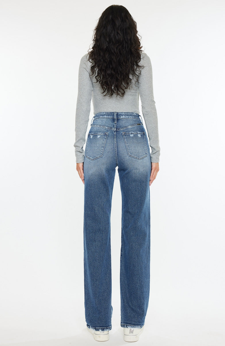 KanCan Viviana High Rise 90's Straight Leg Jeans, Alternate, color, Medium Stone Wash