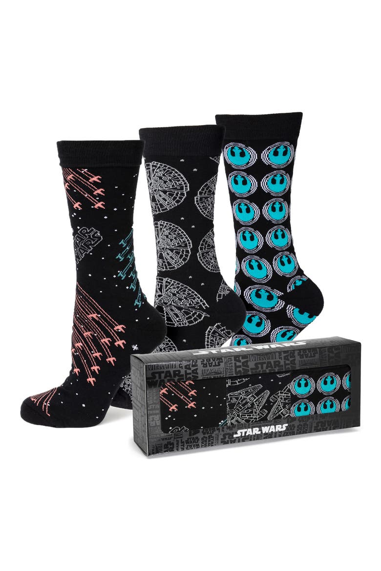 Star Wars Ship Crew Socks & Lapel Pin Set, Alternate, color, BLACK