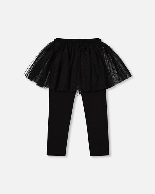 Deux Par Deux Leggings With Tulle Skirt In Blue