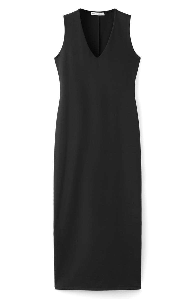 MANGO Sleeveless V-Neck Dress, Main, color, Black