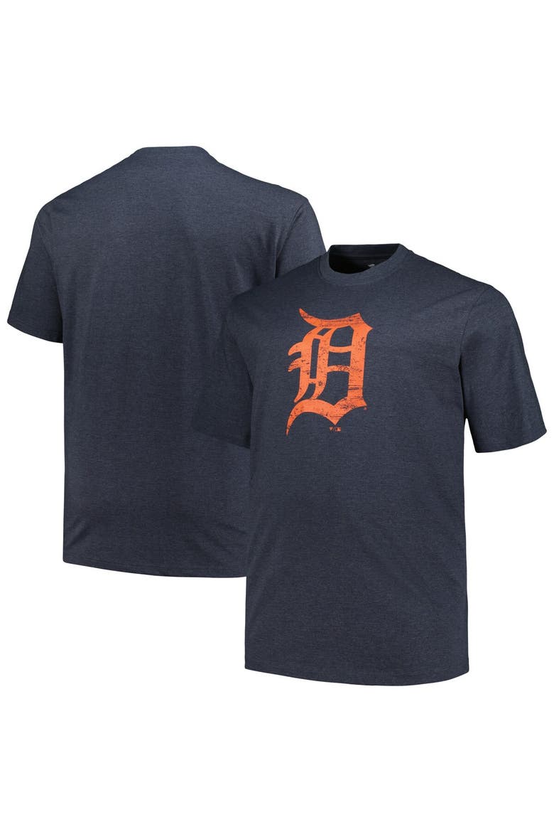 Men's Profile Heather Navy Detroit Tigers Big & Tall Weathered Logo T-Shirt, Main, color, Heather Navy