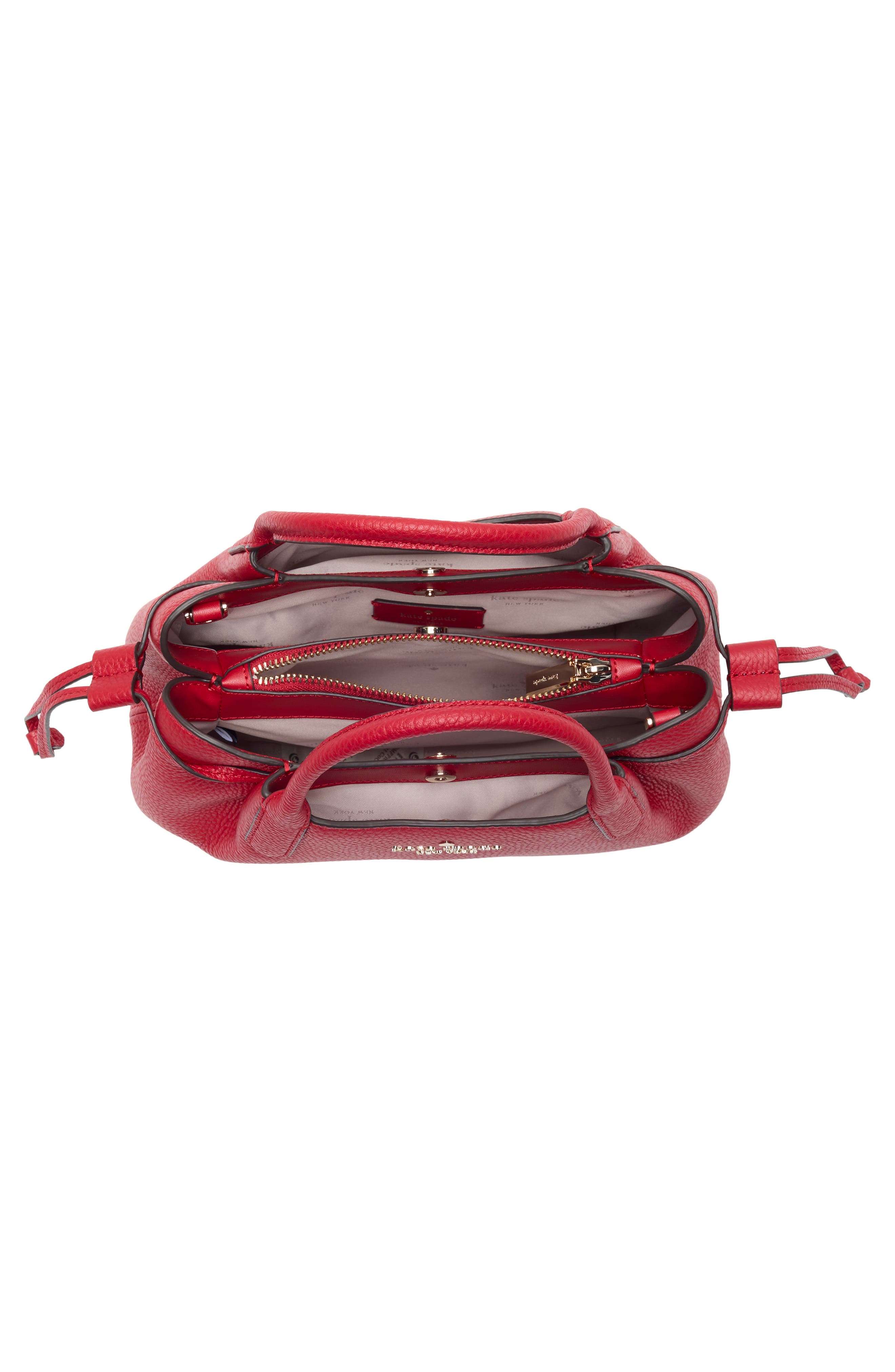 Small Dumpling Leather Satchel, Alternate, color, PERFECT CHERRY