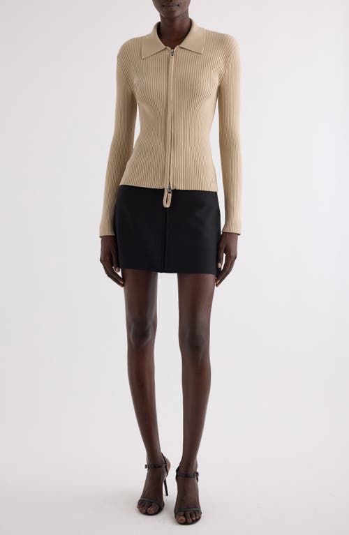 Courrèges Ribbed-knit Cardigan In Dark Sand