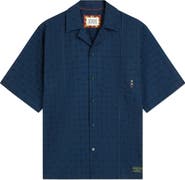 Scotch & Soda Windowpane Relaxed Fit Short Sleeve Button-Up Shirt