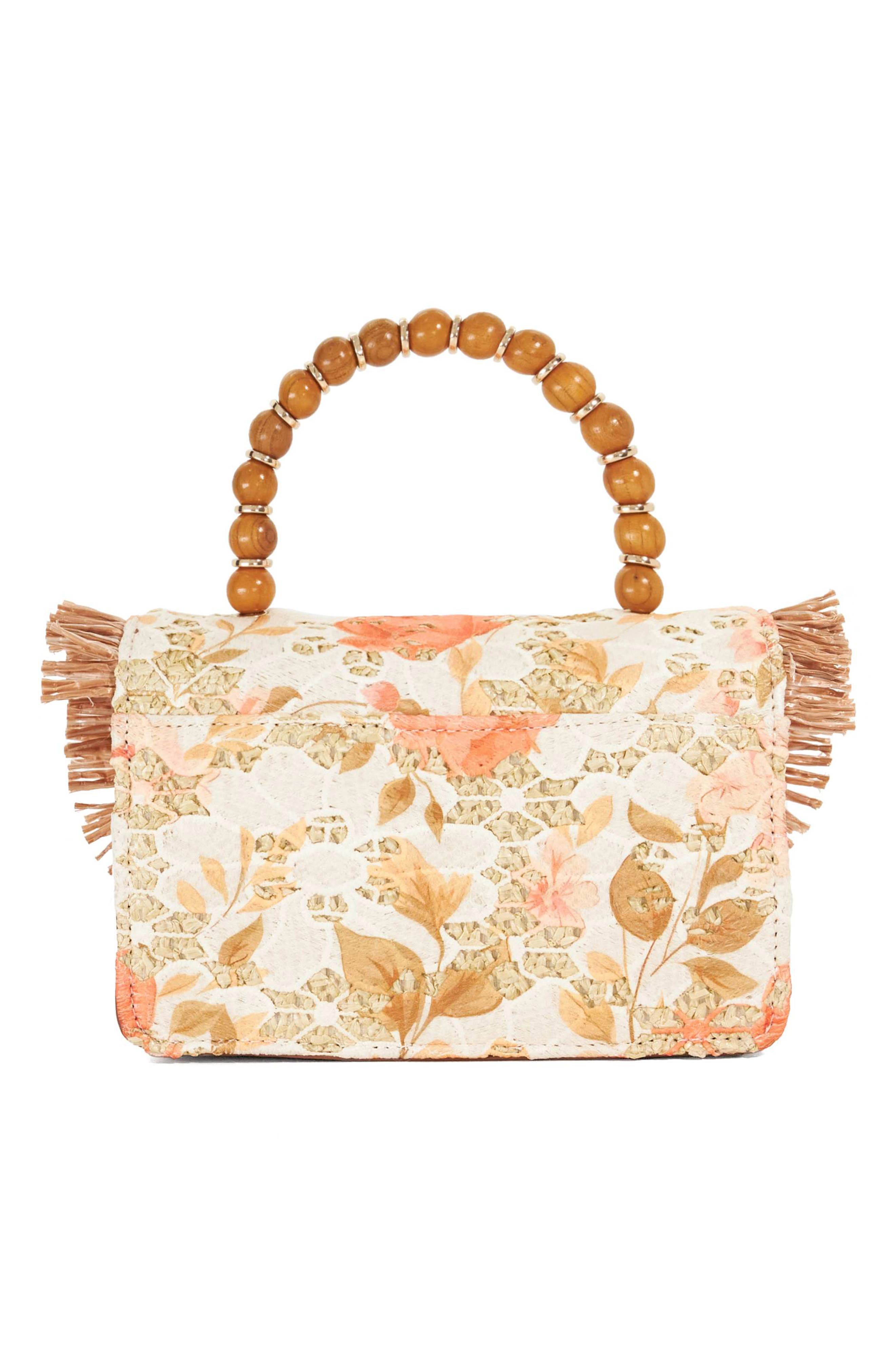 Dune London Blooms Raffia Bag, Alternate, color, Orange