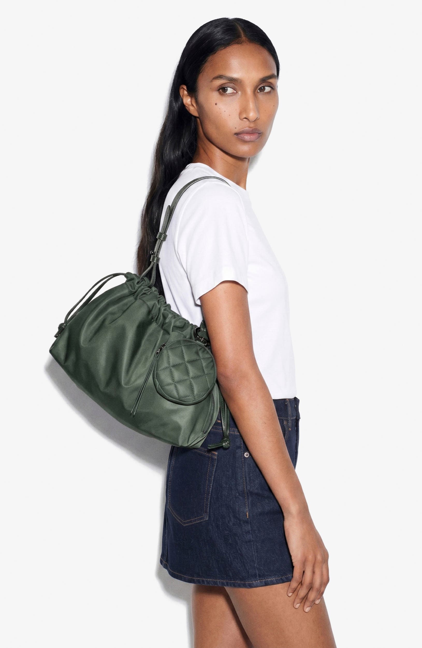 Small Waverly Leather-Trimmed Shoulder Bag, Alternate, color, JUNIPER