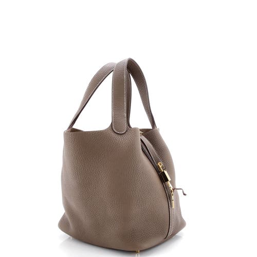 Pre-owned Hermes Hermes Picotin Lock Bag Clemence Mm In Brown