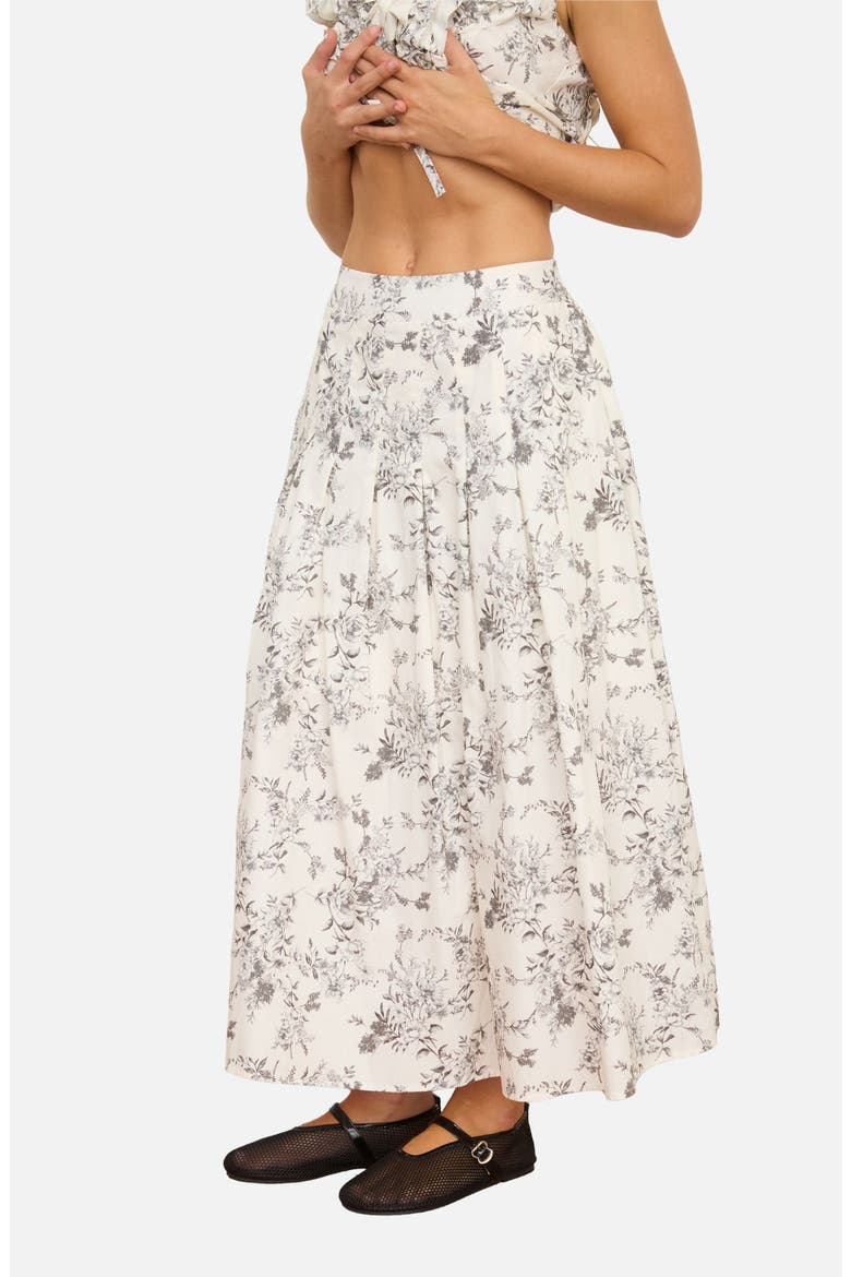 Floral Toile Pleated Midi Skirt, Alternate, color, BLACK MULTI