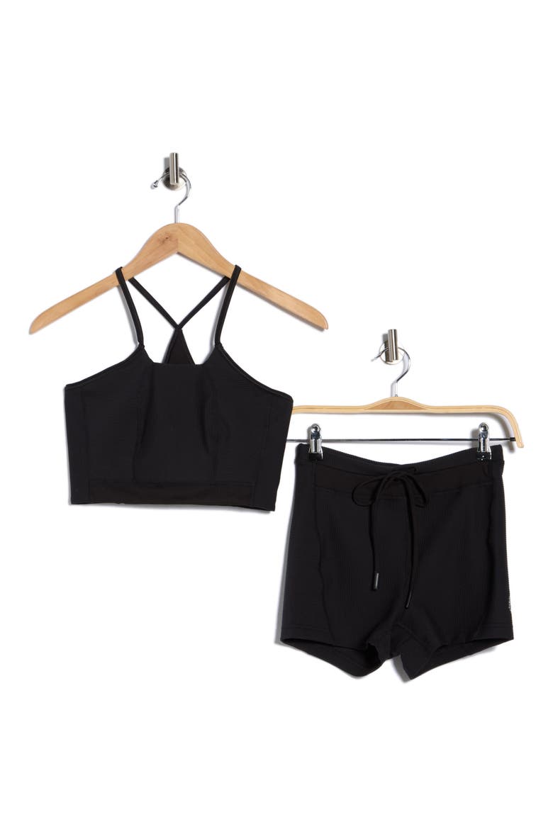 FP Movement Tapped Out Crop Top & Shorts Set, Alternate, color, BLACK