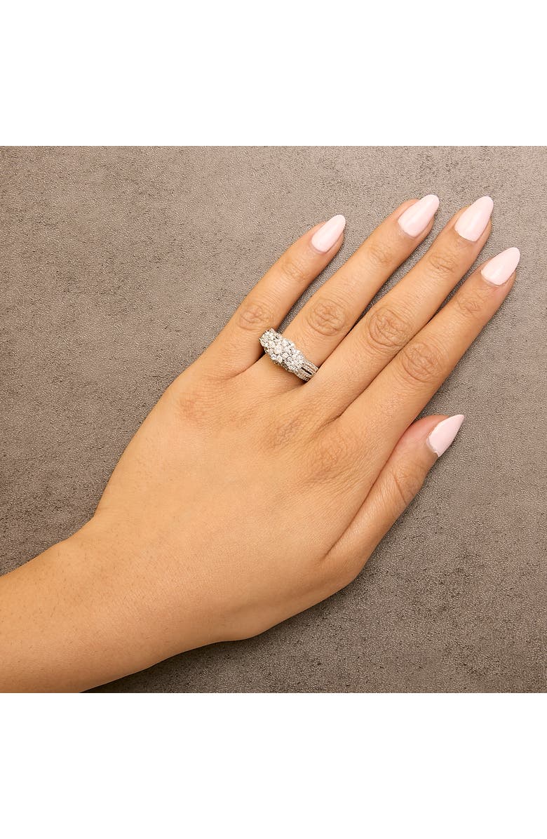 Haus of Brilliance Silver 1.0 Cttw Diamond Engagement Ring and Soldered Wedding Band Set, Alternate, color, White