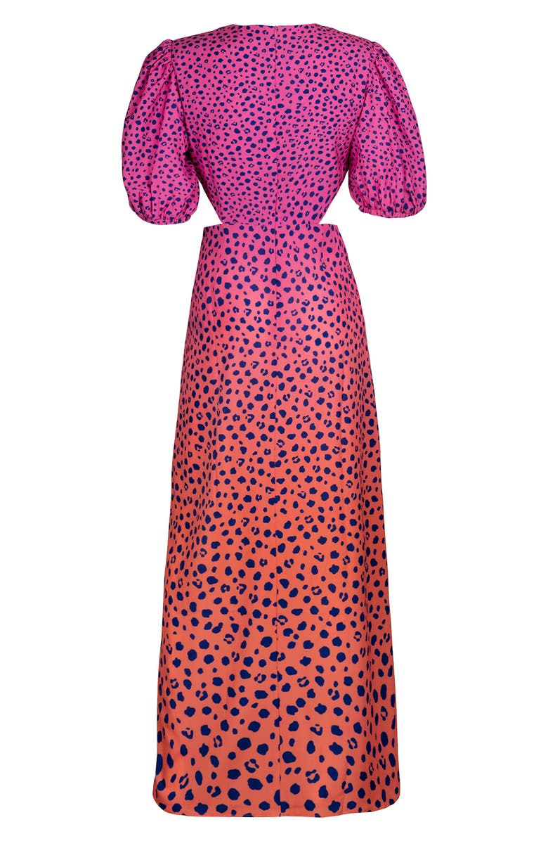 AFRM Liza Puff Sleeve Cutout Midi Dress, Alternate, color,