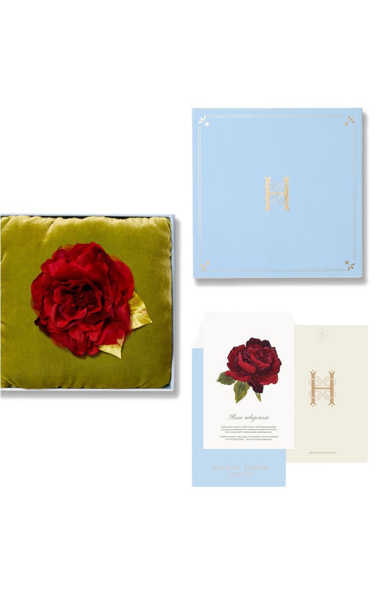 Helena Simon The Small Red Rose Floral Brooch, Alternate, color, Red