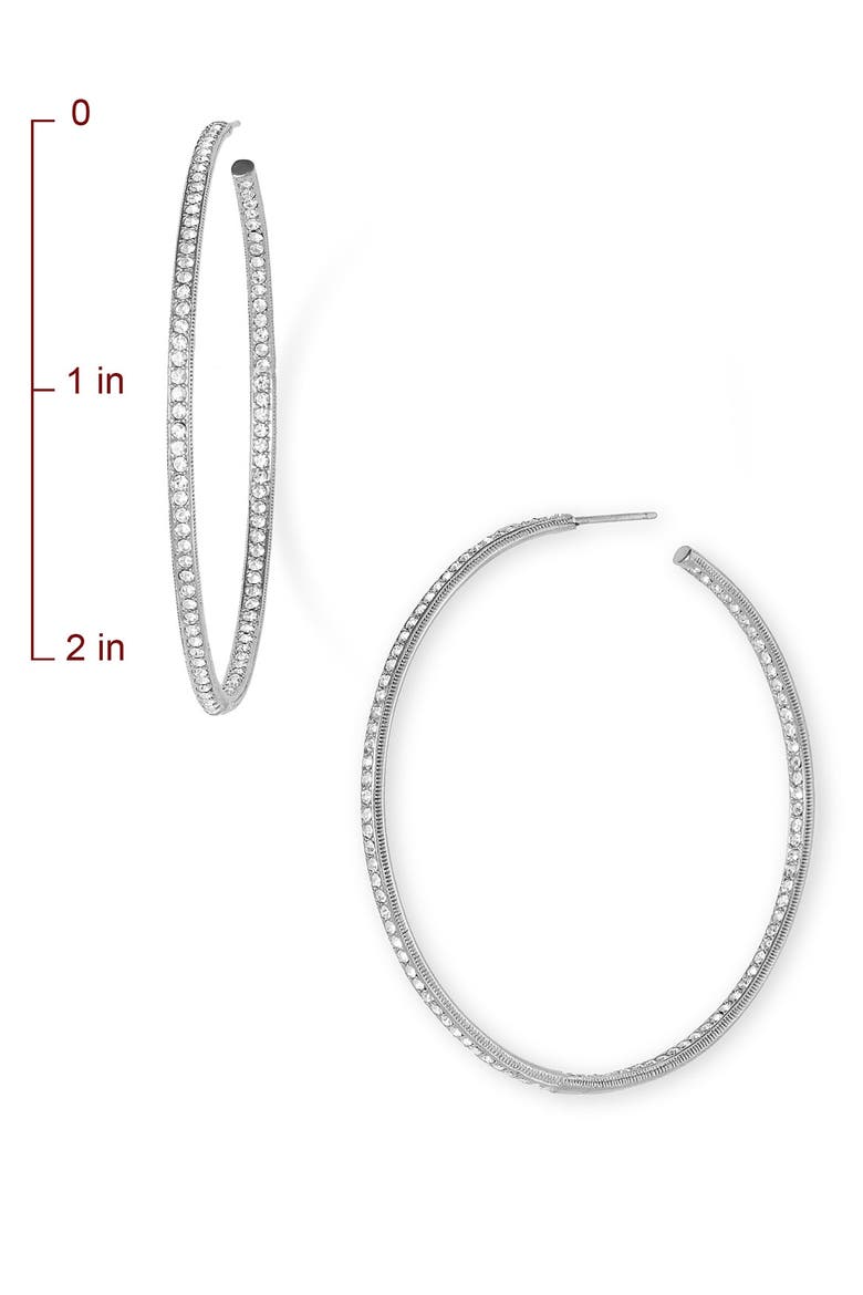 Pavé Inside Out Hoop Earrings, Alternate, color, SILVER