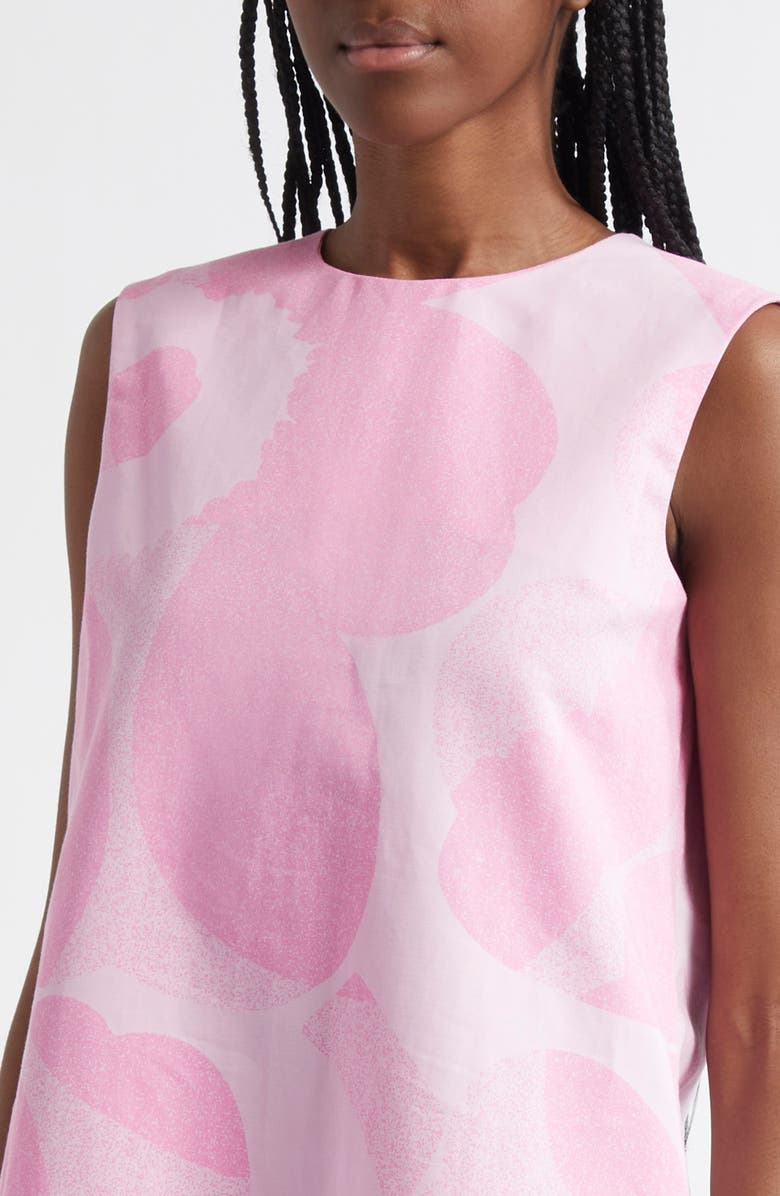 Marimekko Sopiva Unikko Organic Cotton & Linen Shift Dress, Alternate, color, Light Pink/ Pink