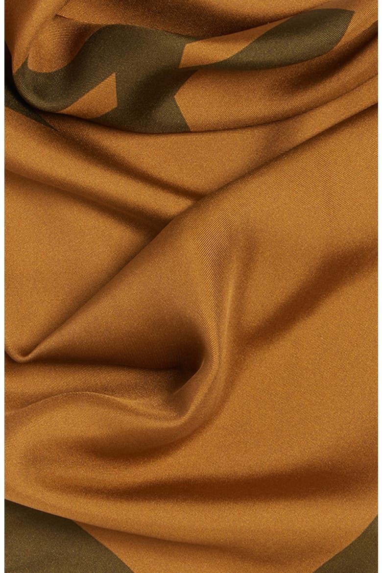 Silk Square Scarf, Alternate, color, 7766 OCHRE/ DARK GREEN