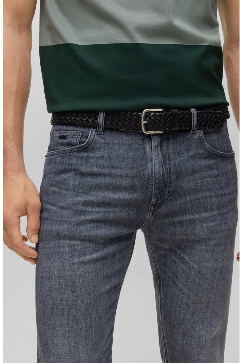 Sash Woven Leather Belt, Alternate, color, BLACK