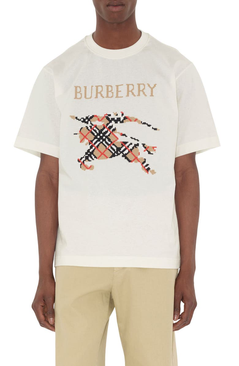 Burberry Cross Stitch EKD T-Shirt, Main, color, Chalk