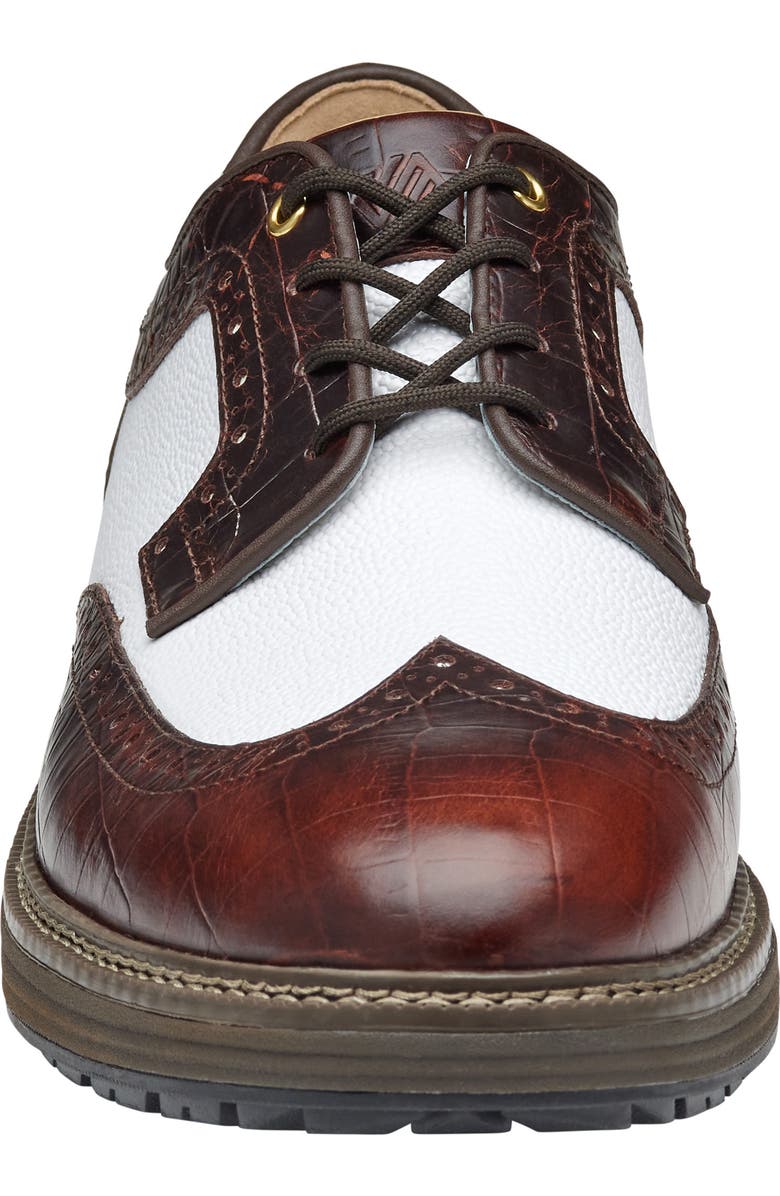Johnston & Murphy Upton GL3 Luxe Hybrid Waterproof Golf Shoe, Alternate, color, Dkbrn Wp Fg/ Wh Scotchgrain