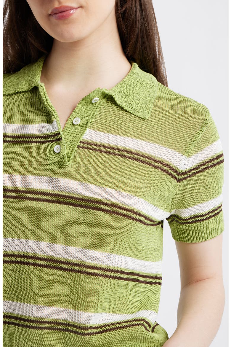Stripe Jersey Polo Sweater, Alternate, color, GREEN