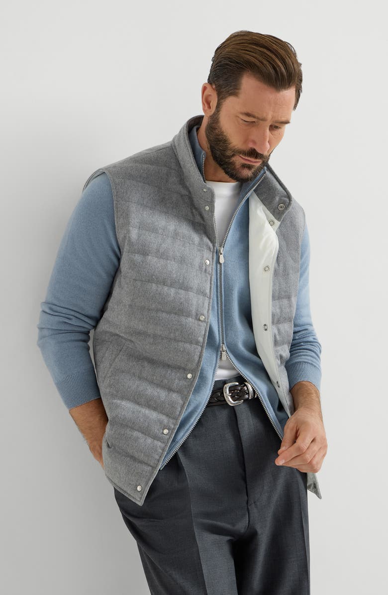 Brunello Cucinelli Cashmere flannel down jacket, Alternate, color, Grey