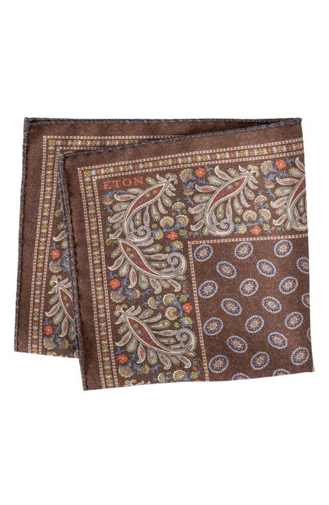 Double Print Wool Pocket Square