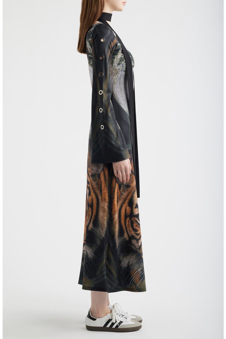 You Are Art Long Sleeve Maxi Dress, Alternate, color, BLACK/ TIGER