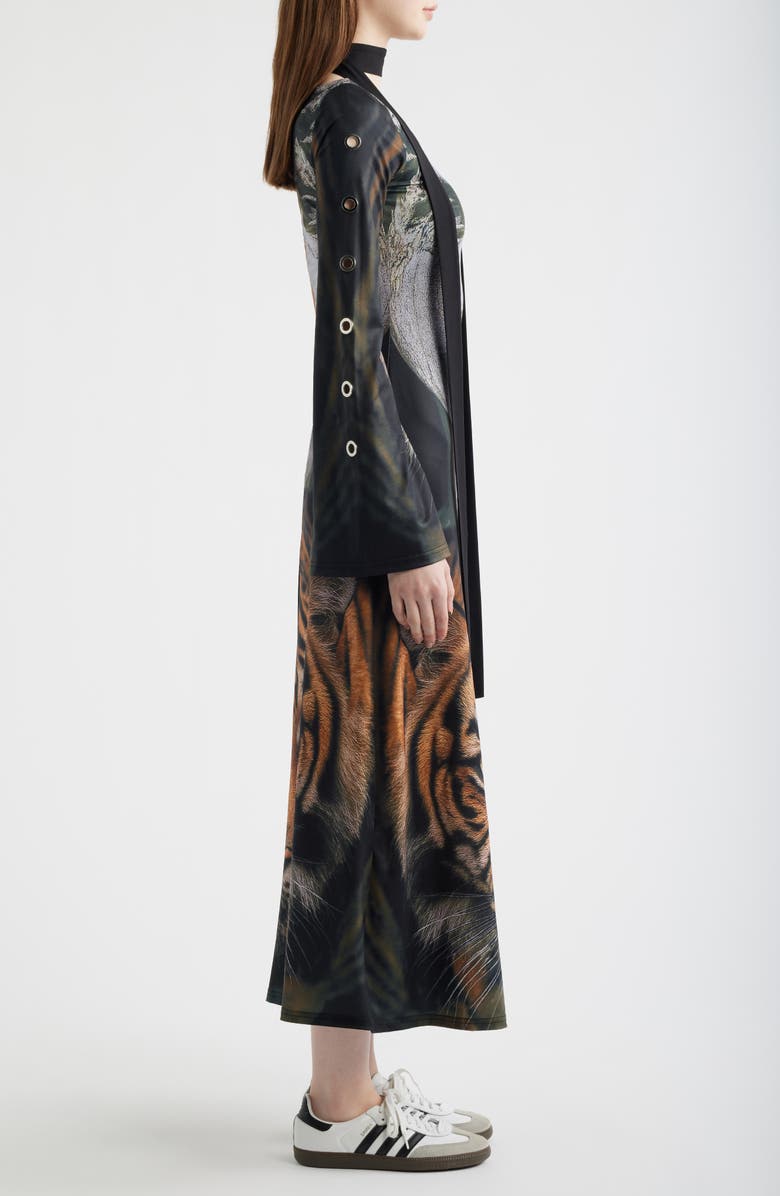 Dressed in Lala You Are Art Long Sleeve Maxi Dress, Alternate, color, Black/ Tiger