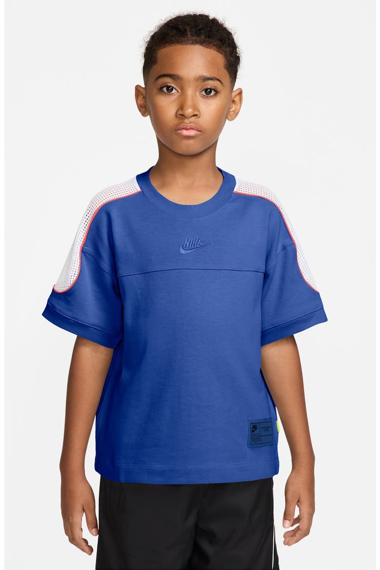 Kids' Nike Sportswear Mesh Shoulder Performance T-Shirt, Main, color, GAME ROYAL/ WHITE/ RED/ ROYAL