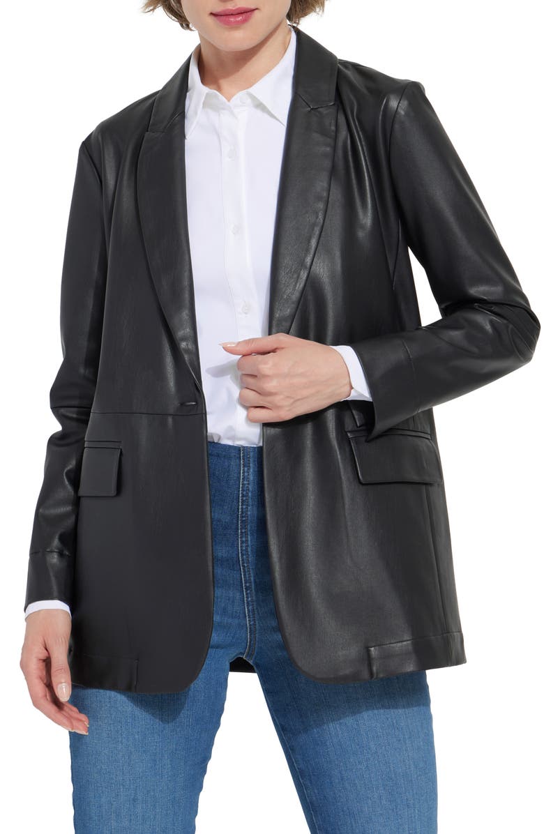 Lysse Faux Leather Blazer, Main, color, Black