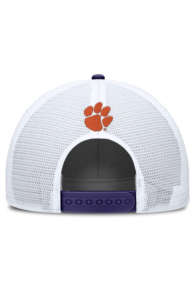 Men's Nike Purple/White Clemson Tigers 2025 On-Field Rise Patch Trucker Adjustable Hat, Alternate, color, Purple