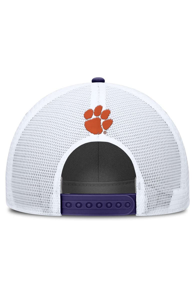Nike Men's Nike Purple/White Clemson Tigers 2025 On-Field Rise Patch Trucker Adjustable Hat, Alternate, color, Purple