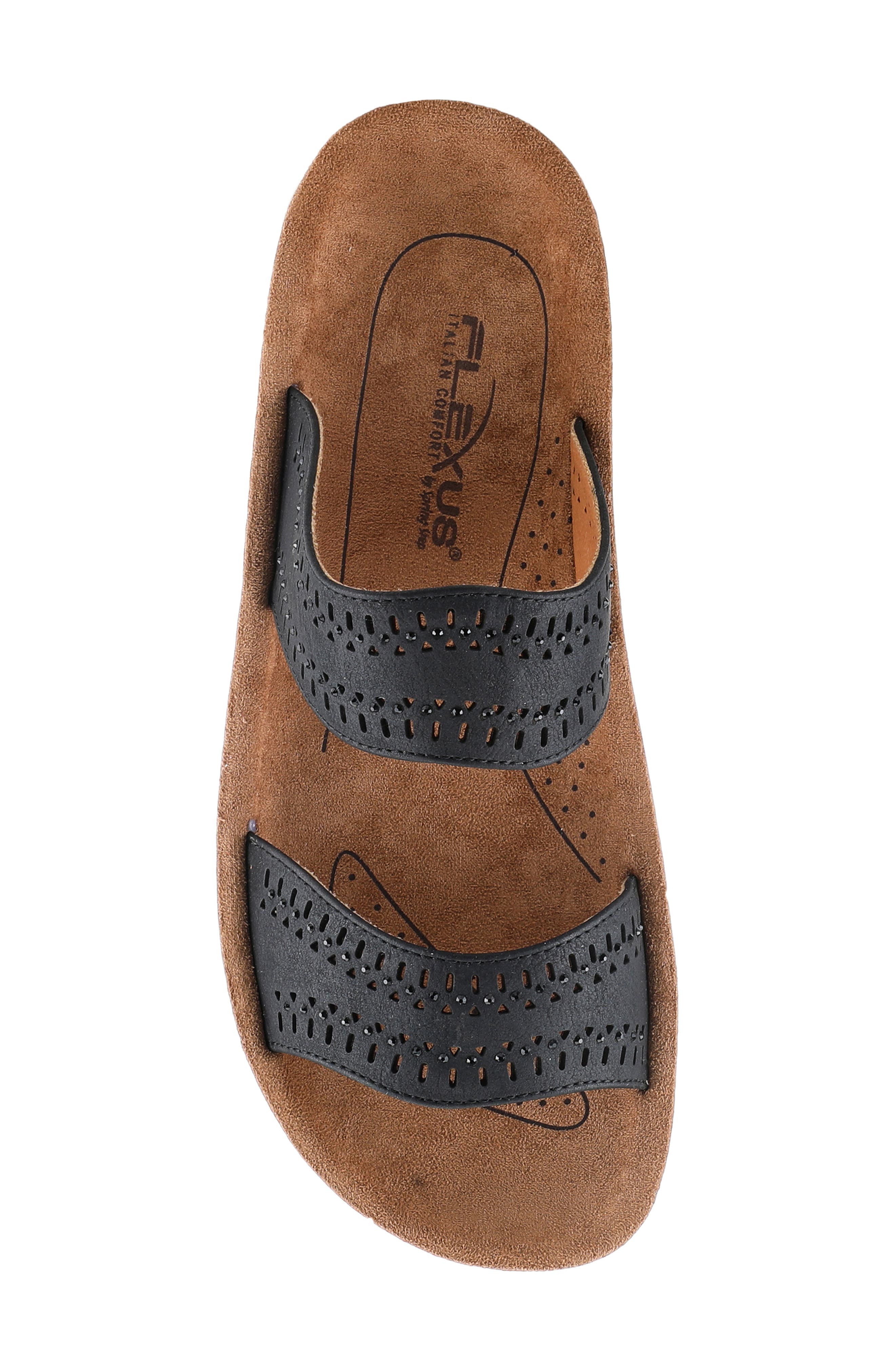 Flexus by Spring Step Bayshore Crystal Cutout Slide Sandal, Alternate, color, Black