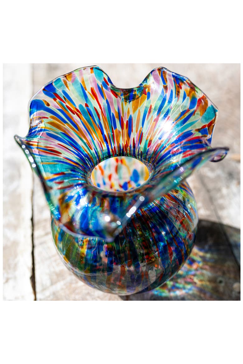 Hibiscus Glass Carnevale Bud Vase, Alternate, color, MULTI