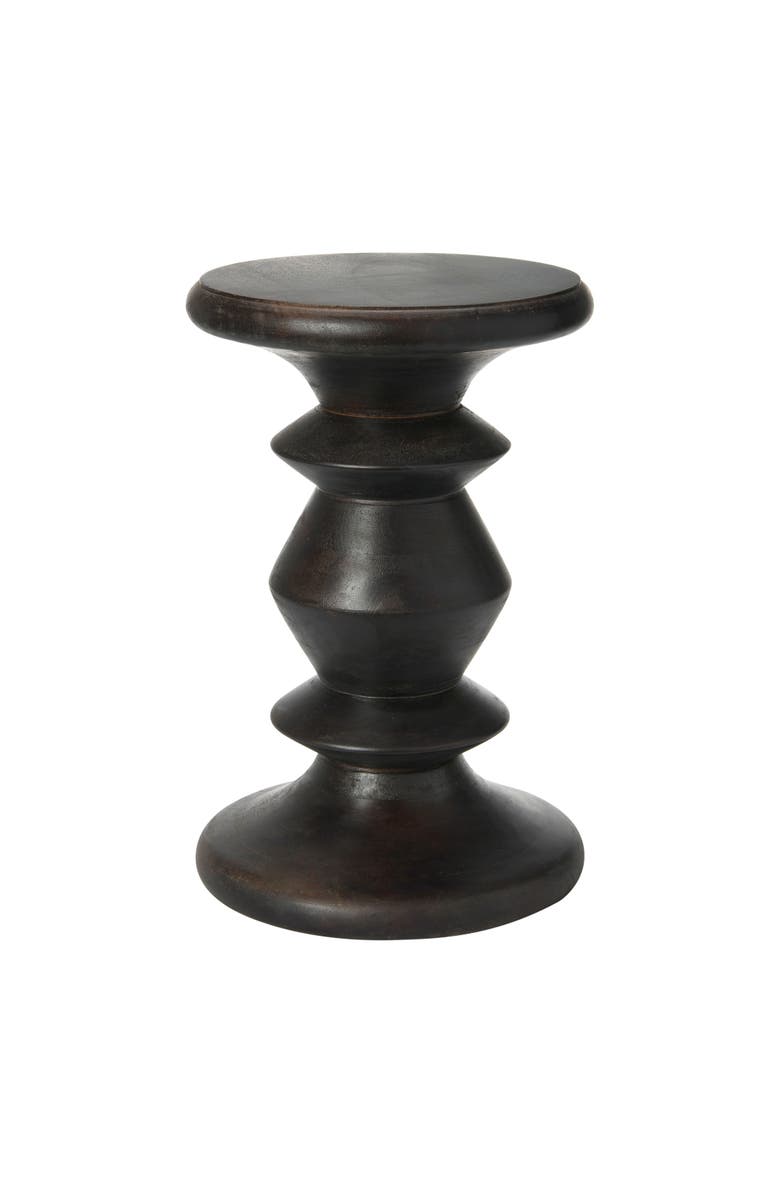 Storied Home Berns Mid Century Modern Solid Wood End Table or Stool, Black Walnut Finish, Main, color, Black