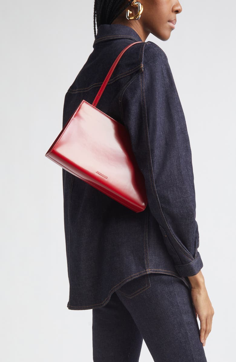 Jacquemus La Pochette Salon Croc Embossed Suede Clutch, Alternate, color, Red Orange 477