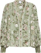 Alice + Olivia Arlette Floral Lace Trim Shirt