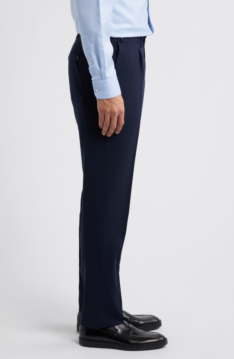 Canali Capri Trim Fit Pleated Wool Dress Pants, Alternate, color, Navy