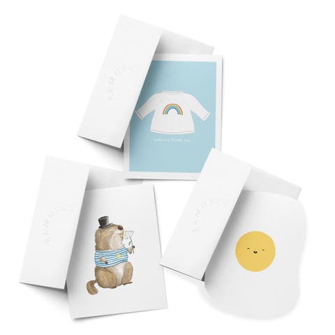 Easter/Spring Assorted Greeting Card Pack (3ct) "Rainbow Baby Sweater, Groundhog Sunshine, Egg Card"