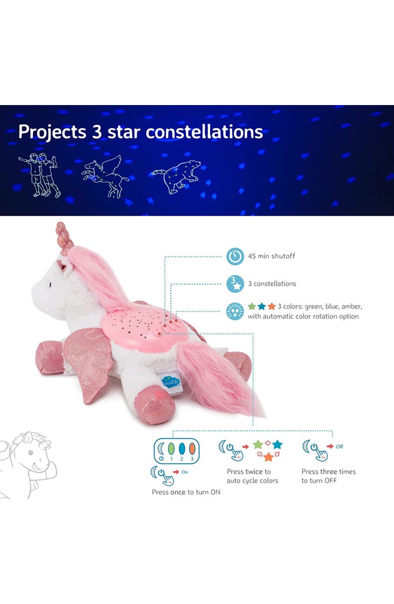 Cloud B Twilight Buddies - Calming Plush Toy & Nightlight Star Projector, Alternate, color, Unicorn
