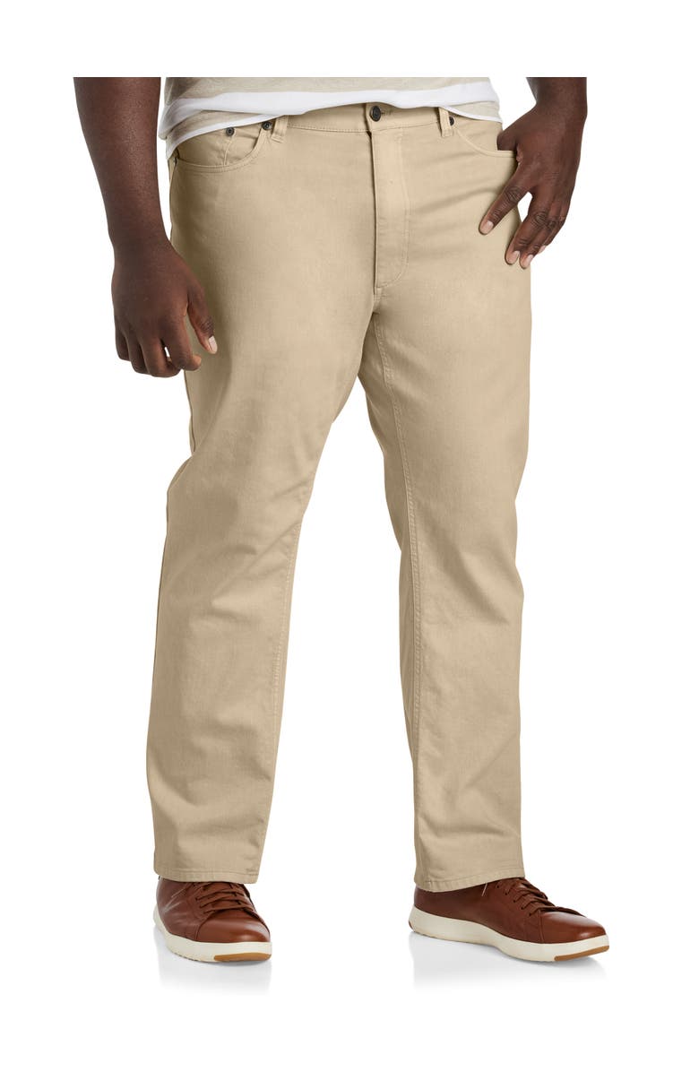 True Nation by DXL Big & Tall Garment Dyed Stretch Twill Pants, Main, color, White Pepper