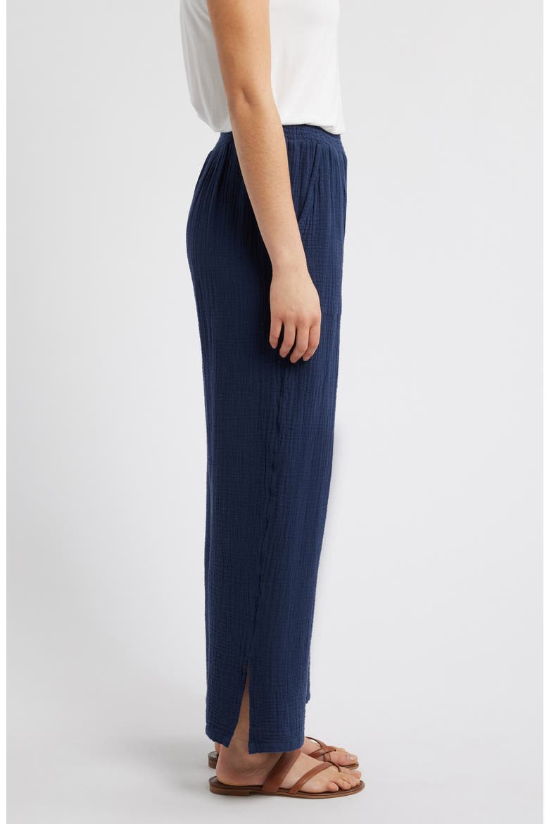 Meadow Wide Leg Cotton Gauze Pants, Alternate, color, NAVY
