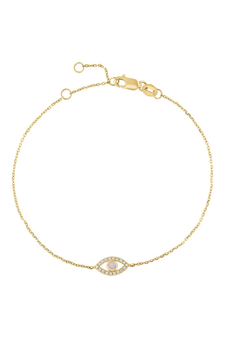 Diamond & Mother Of Pearl Eye Bracelet, Main, color, WHITE